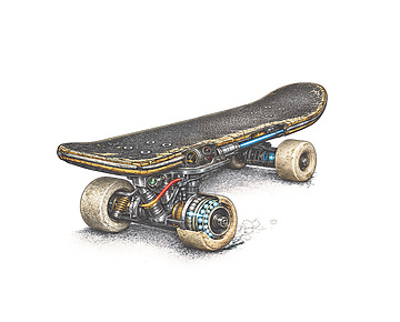 skateboard art on a white background