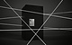 a black safe with white lines around it