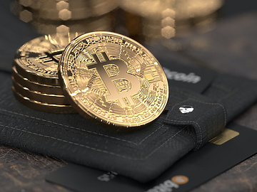 Bitcoin resting on wallet