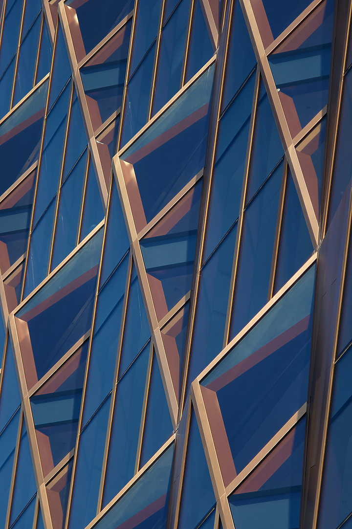 geometric blue building