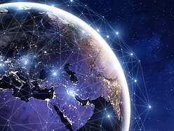globe with networking lines