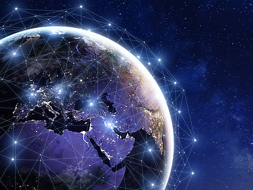 globe with networking lines