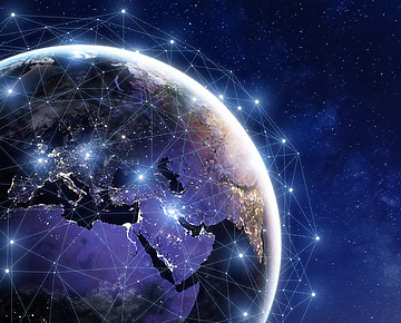 globe with networking lines