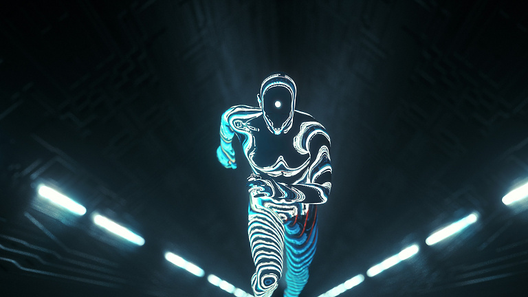 a person running in a tunnel