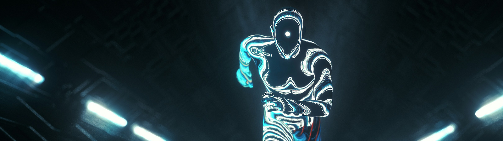 a person running in a tunnel