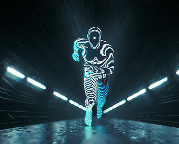 a person running in a tunnel