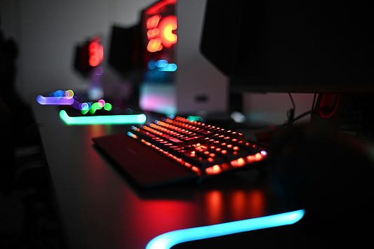 a keyboard with colorful lights