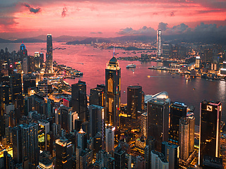 view of hong kong city under sunrise