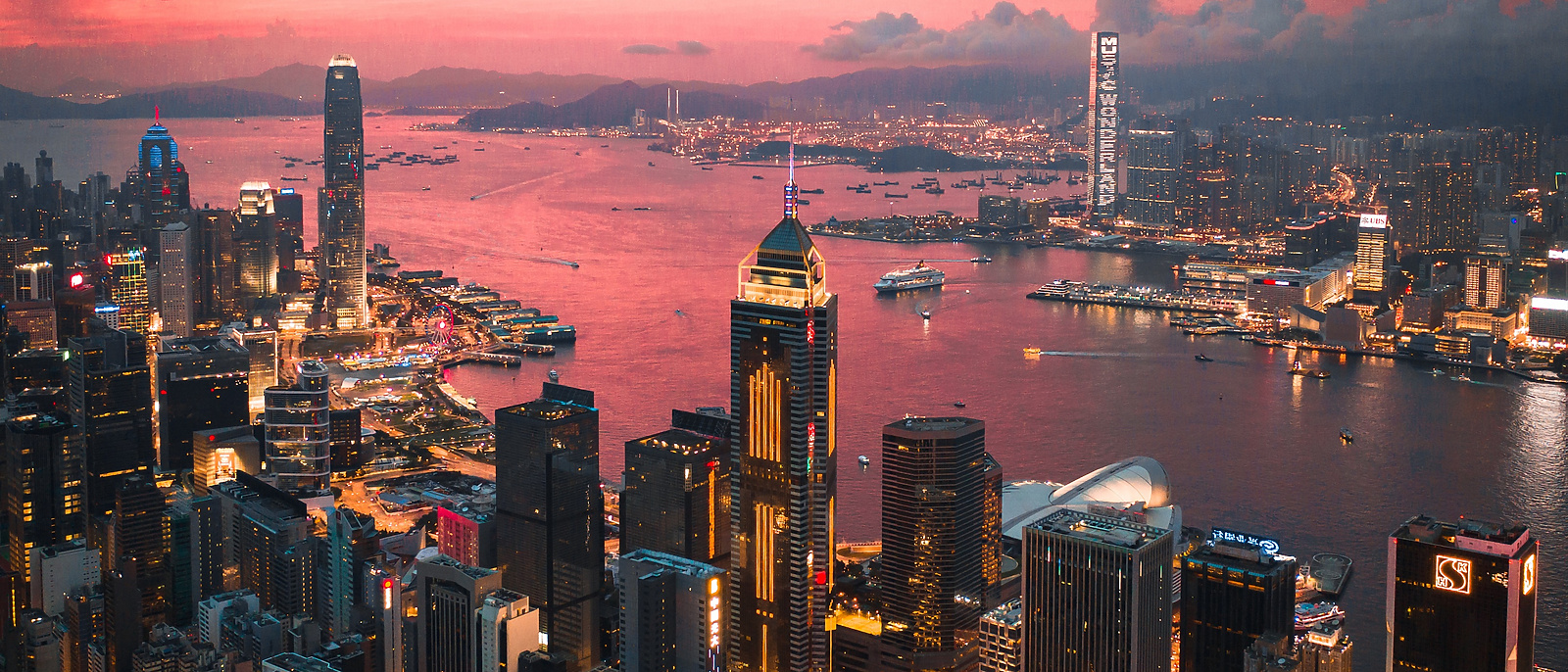 view of hong kong city under sunrise