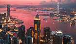 view of hong kong city under sunrise
