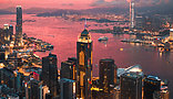 view of hong kong city under sunrise