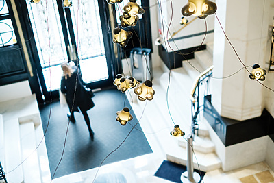 a person walking in the Mishcon de Reya lobby