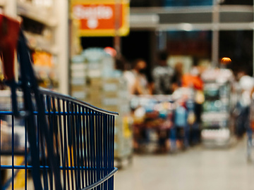 supermarket cart on aisle