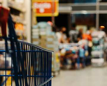 supermarket cart on aisle