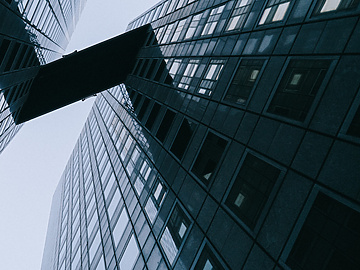 Ground view of two city buildings