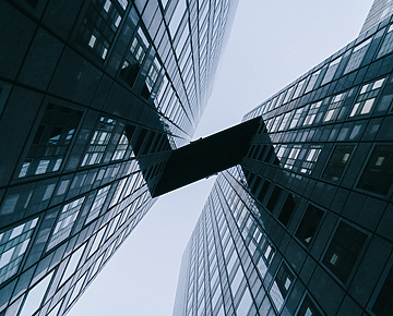 Ground view of two city buildings