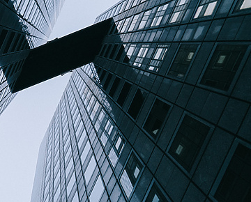 Ground view of two city buildings