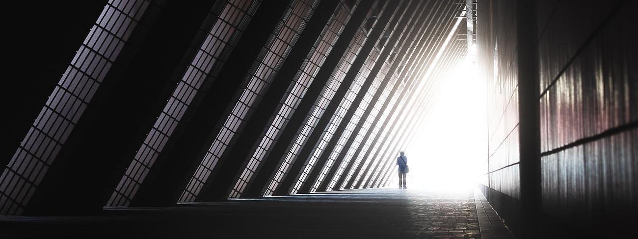 Dark pathway under building