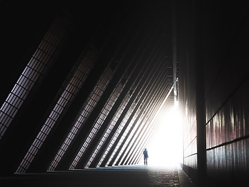 Dark pathway under building