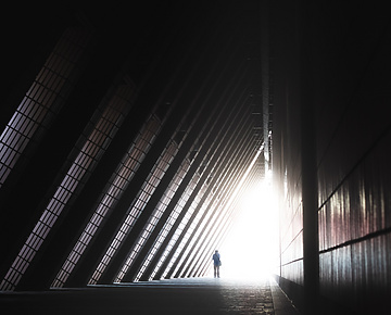 Dark pathway under building