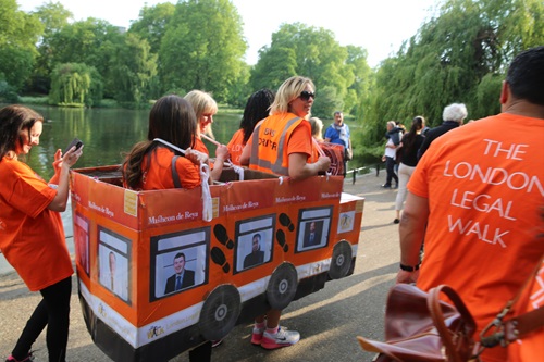 Mishcon's London legal walk crew in a walking bus