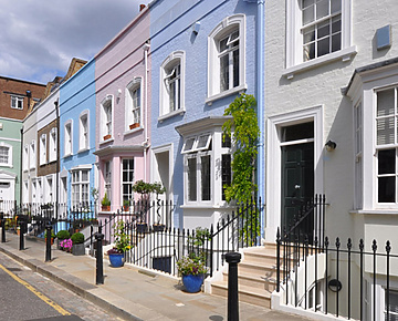A row of houses in London