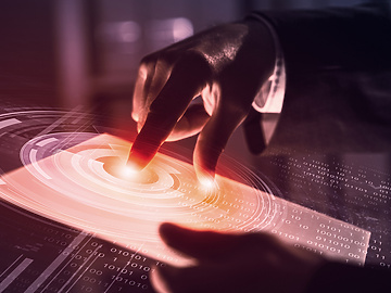 Finger pressing button on digital screen