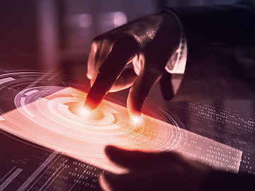 Finger pressing button on digital screen