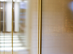 a close up of a glass door