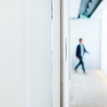 a person walking in a room
