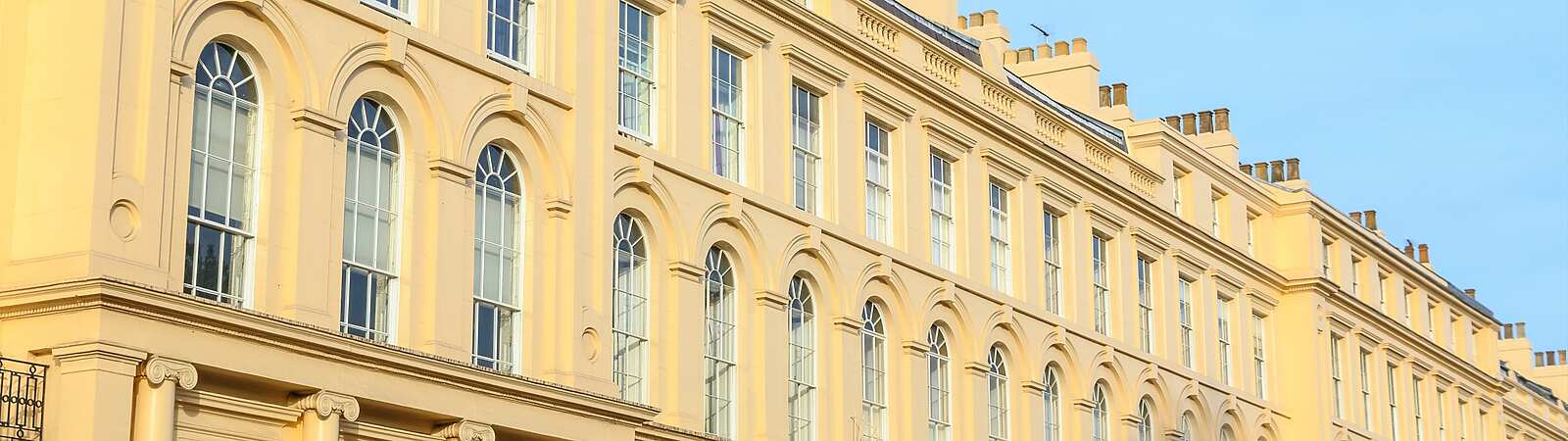 Facade of Georgian style terraced houses in London