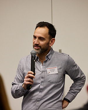 a person holding a microphone