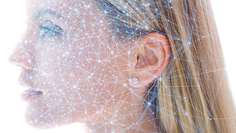 A portrait combined with a digital illustration