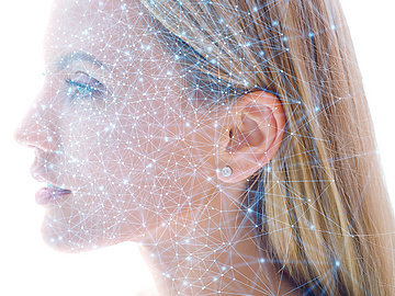 A portrait combined with a digital illustration