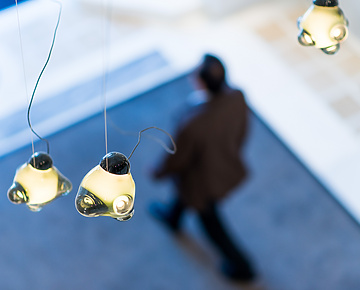 Person walking through Africa House lobby