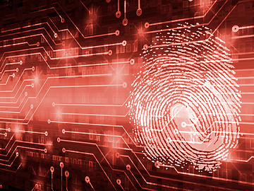 finger print over red tech backdrop