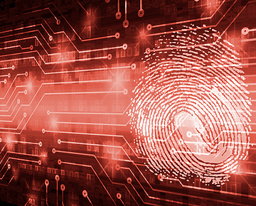 finger print over red tech backdrop