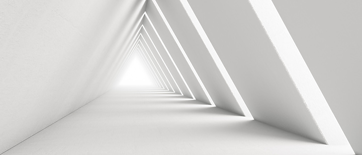 a white room with triangular shapes