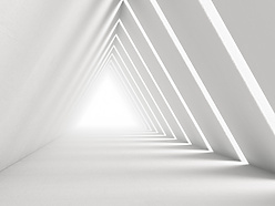 a white room with triangular shapes