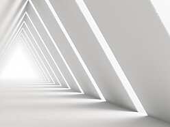 a white room with triangular shapes