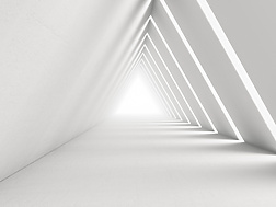 a white room with triangular shapes