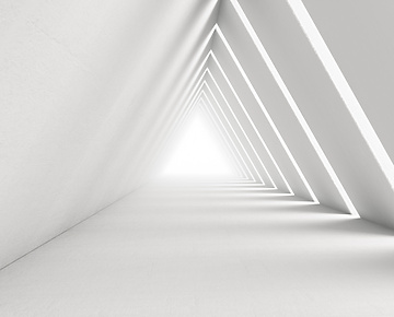 a white room with triangular shapes