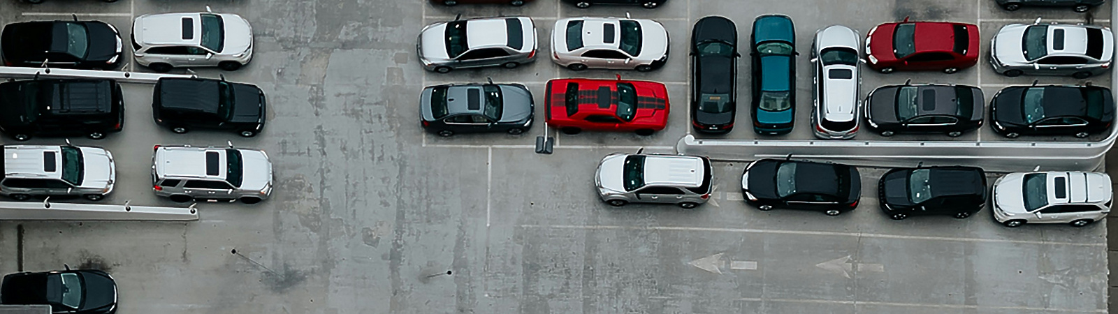 a parking lot full of cars