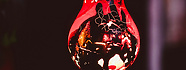 a light bulb with a red light inside