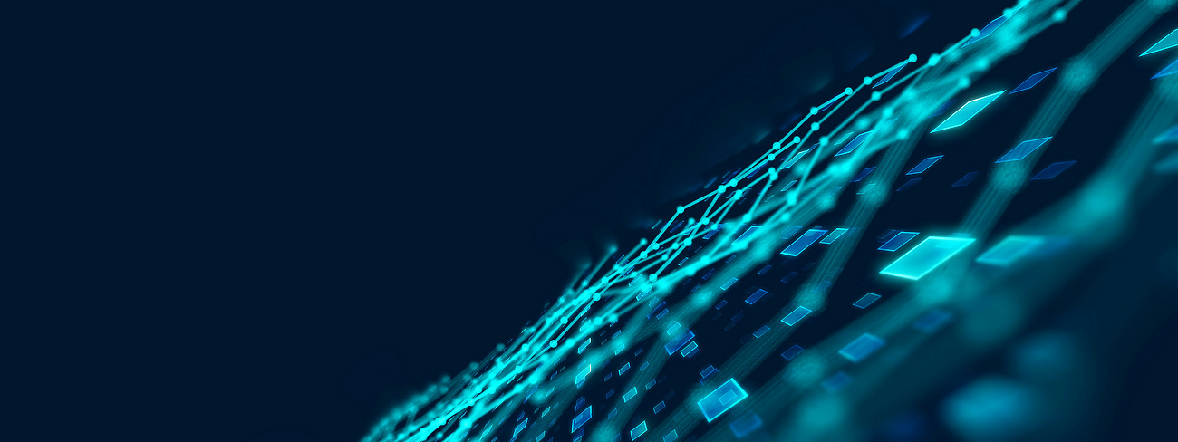 a blue lines and dots