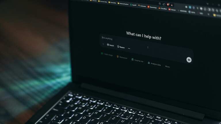 Laptop with AI search open