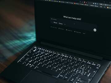 Laptop with AI search open