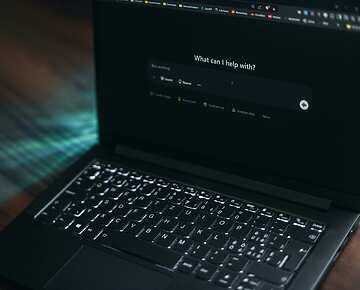 Laptop with AI search open