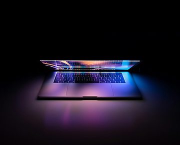 a laptop with a colorful screen