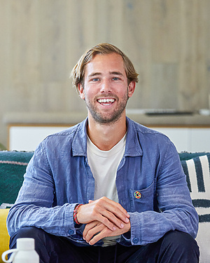 a person sitting on a couch